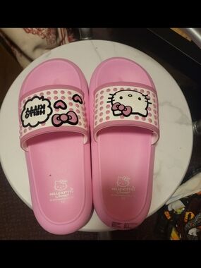 Hello Kitty Pink Ladies Slide Sandals with Bow Graphic